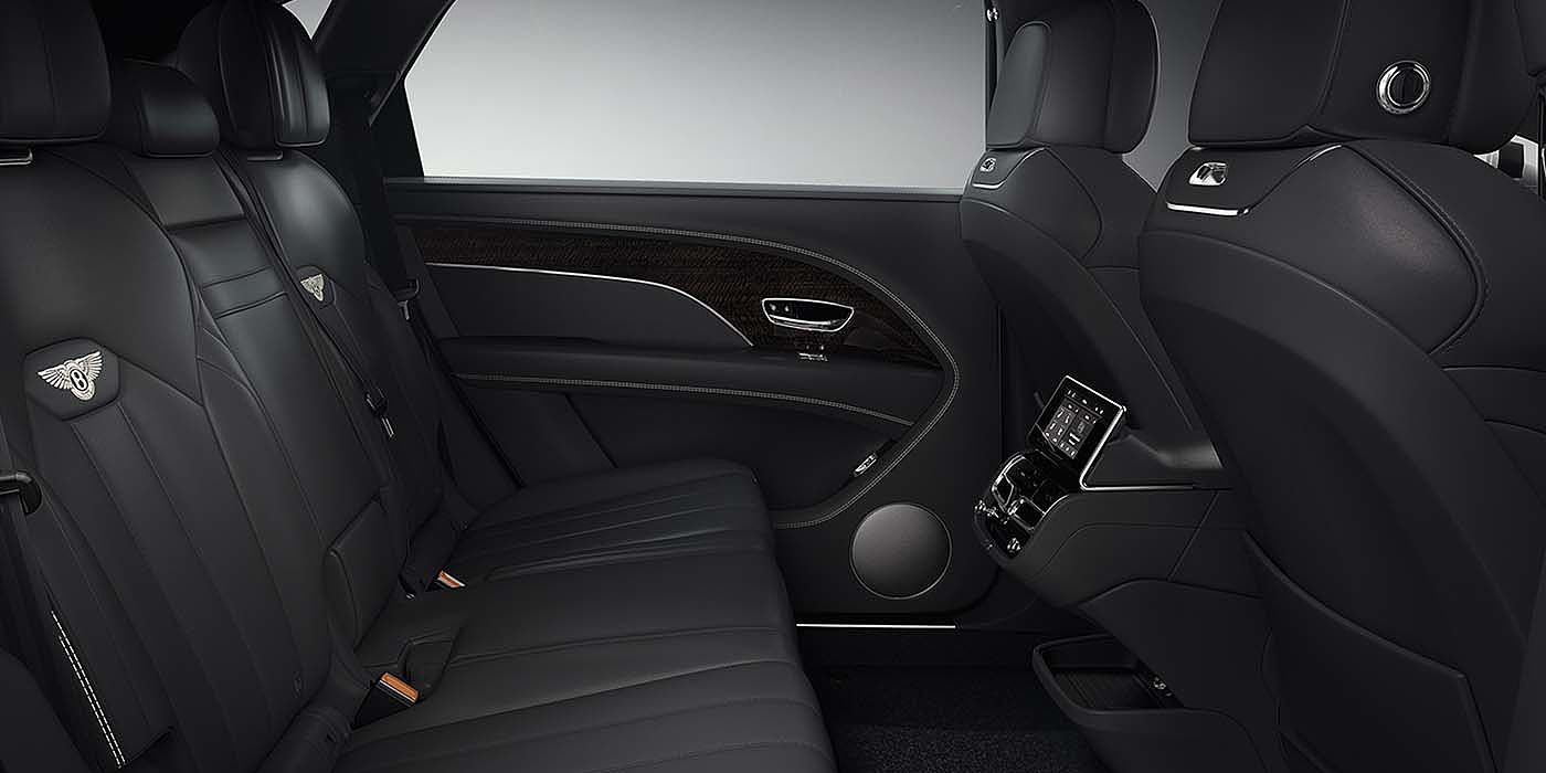 Bentley Padova Bentley Bentayga EWB SUV rear interior in Beluga black leather
